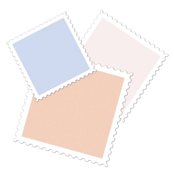 Trois Timbres Sur Fond Blanc Illustration — Photo