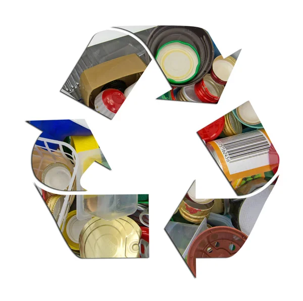 リサイクルのための家庭用プラスチック廃棄物 シンボル — ストック写真