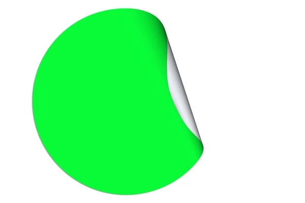Rund Klistermärke Med Upprullat Hörn Grön — Stockfoto