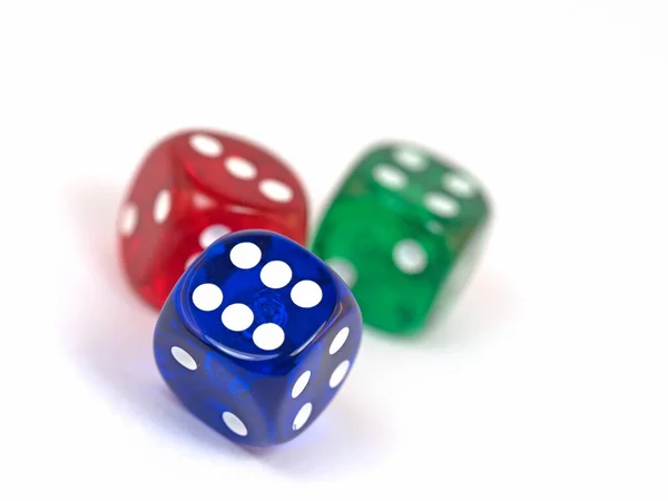 Colorful Game Dice White Background — Stock Photo, Image