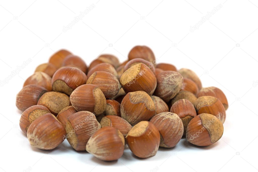 Hazelnuts in a close up