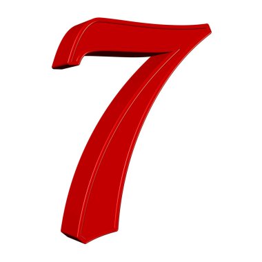 Beyaz arkaplan karşısında kırmızı sayı yedi.
