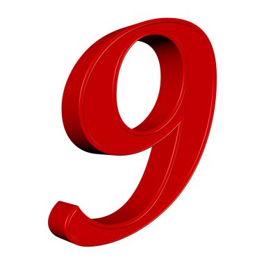 Beyaz arkaplana karşı kırmızı basamak dokuz