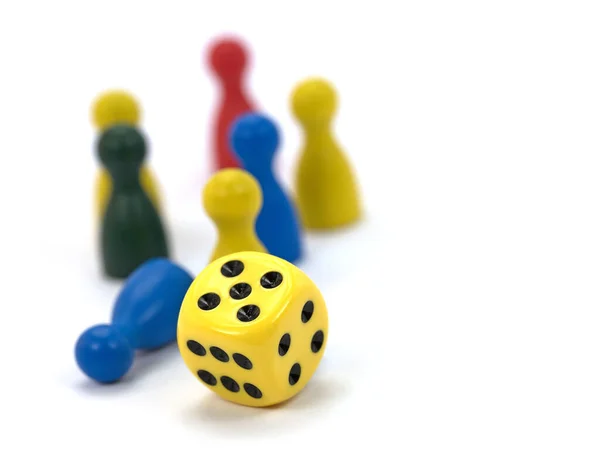 Dice Colorful Game Figures Board Games — Stock Photo, Image