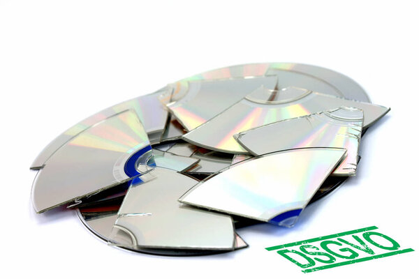 Shredded disk against white background