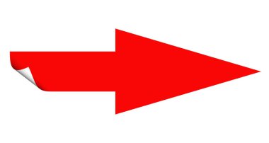 Sağda kırmızı ok, beyaz arkaplanda izole edilmiş.