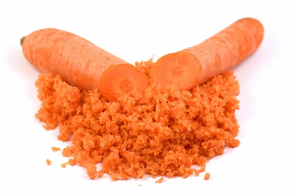 Тертая Морковь Белом Фоне — стоковое фото