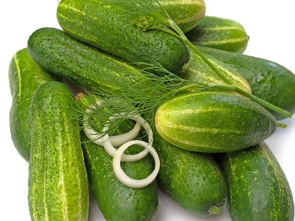 Groene Komkommer Tegen Witte Achtergrond — Stockfoto