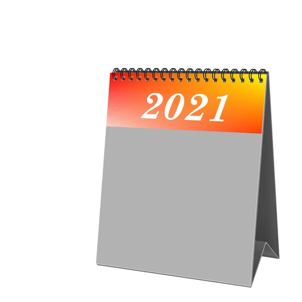 Calendario Escritorio Con Portada 2021 Sobre Fondo Blanco — Foto de Stock