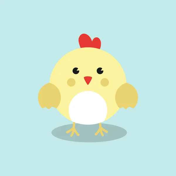 Illustration Vectorielle Personnage Bande Dessinée Poulet Mignon Design Plat — Image vectorielle