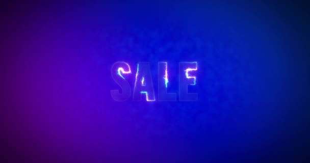 Verkoop Elektrische Bliksemwoorden Brandende Logotype Roze Blauwe Achtergrond Hoge Kwaliteit — Stockvideo