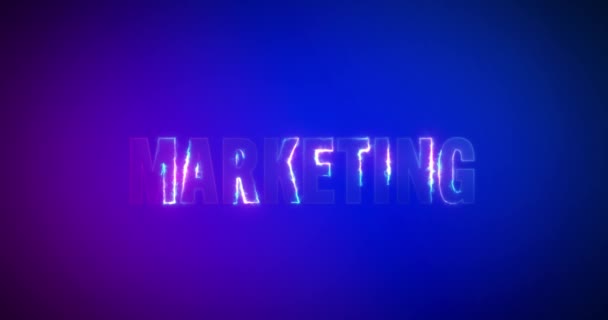 Marketing. Elektrische bliksemwoorden. Logotype — Stockvideo