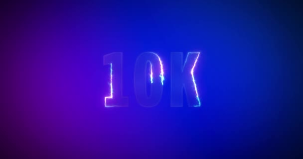 10K. Palavras relâmpago eléctrico. Logotipo. 10000 seguidores — Vídeo de Stock