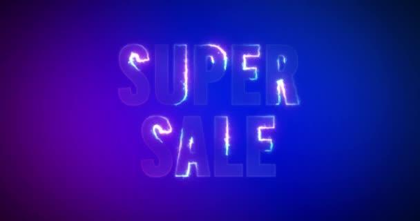 Super sale. Electric lightning words. Logotype — Stock Video