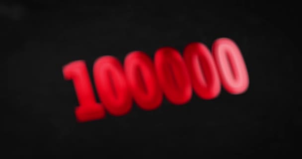 100000, 100K.光沢のある赤の数字 — ストック動画