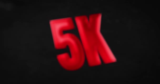 5K, 5000. Parlak kırmızı kelime canlandırması — Stok video