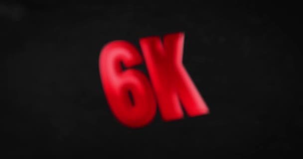 6K, 6000. Animação palavra vermelha brilhante — Vídeo de Stock