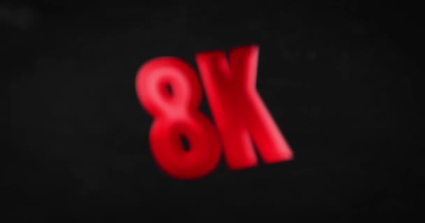 8K, 8000. Glanzend rood woord animatie — Stockvideo