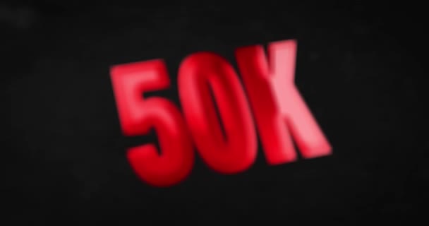 50K,50000. Lesklé červené slovo animace — Stock video