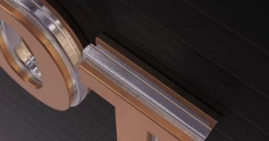 Ateşli. Üç boyutlu tanıtım. Altın Metin Logosu