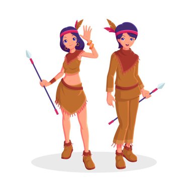 Çift Amerikan çizgi film karakteri vektör çizimi