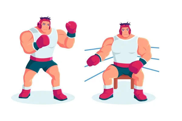 Personagem Boxe Atleta Estilo Dos Desenhos Animados — Vetor de Stock