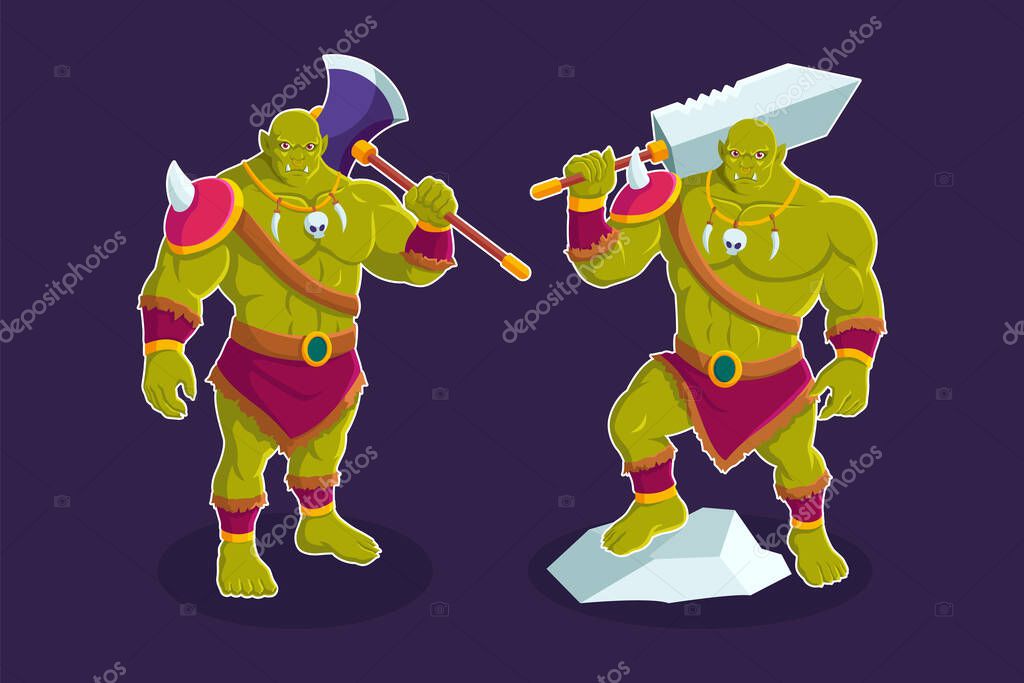 Troll orc cartoon character vector illustration