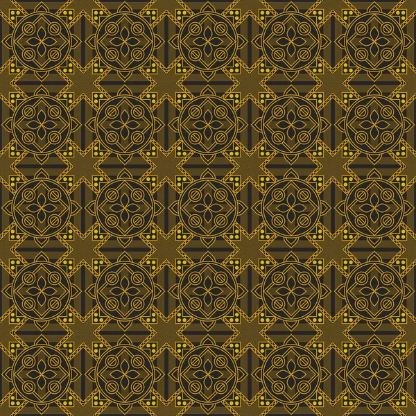 Batik Sömlös Redigerbar Mönster Prydnad Guld Färg — Stock vektor