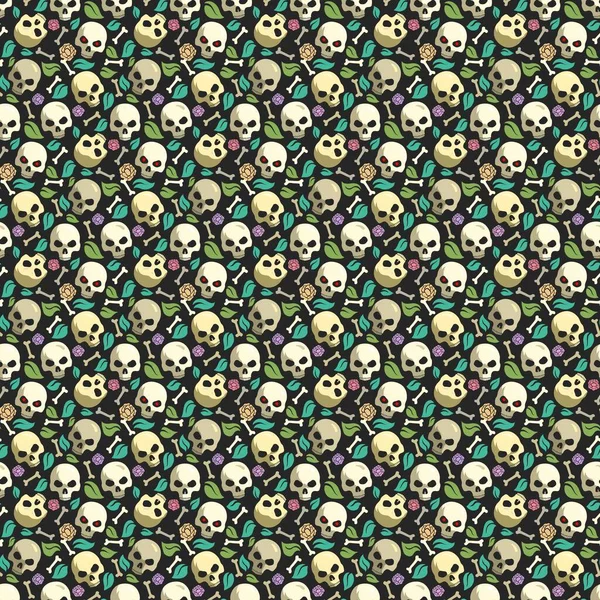 Skull Bone Vintage Seamless Pattern Background — Stock Vector