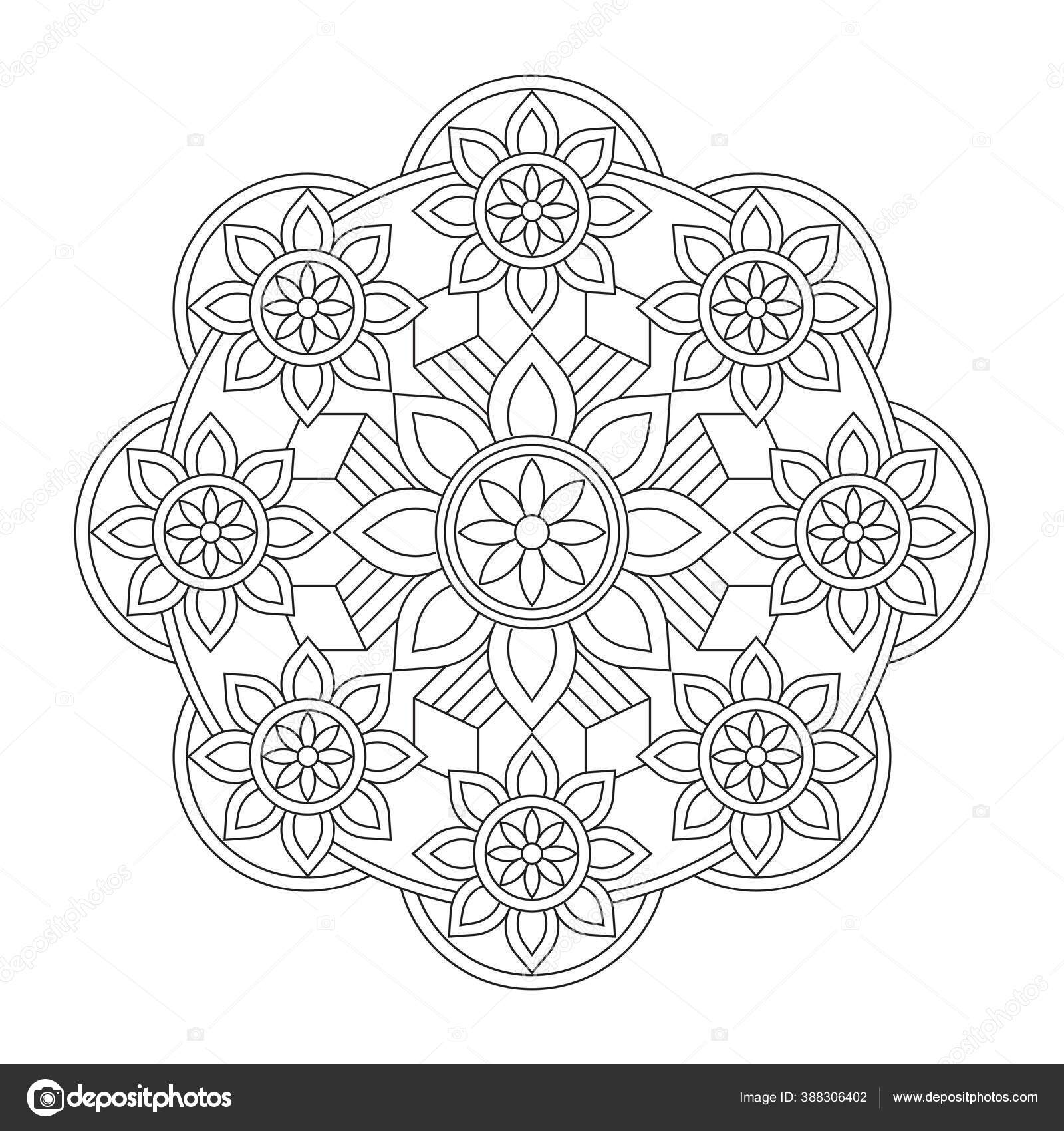Desenho de mandala ornamental para colorir