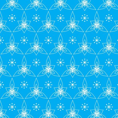 Mandala Geometric mandala dikişsiz desen duvar kağıdı arka plan şablonu mavi renkli