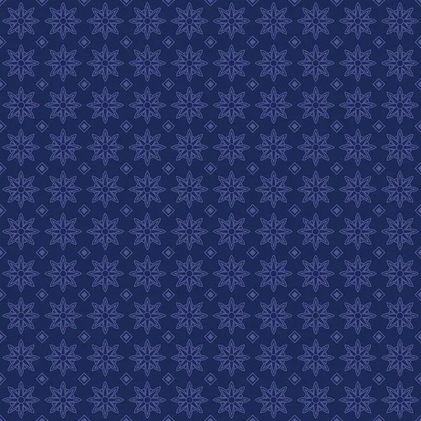 Etnische Batik Geometrische Bloemen Naadloze Patroon Achtergrond Blauwe Vintage Stijl — Stockvector