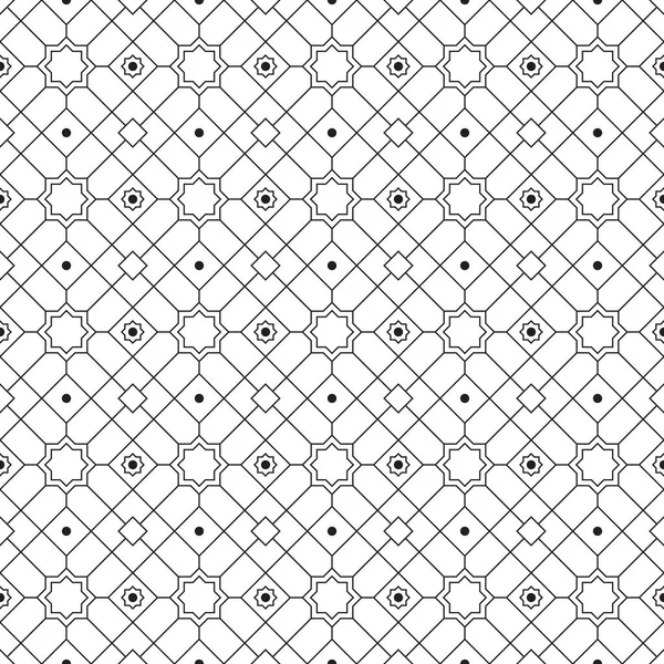 Geometrisch Islamitisch Naadloos Patroon Achtergrond Behang Luxe Zwart Wit Kleur — Stockvector
