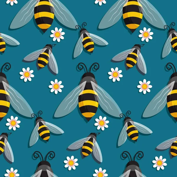 Bee Animal Seamless Pattern Background Wallpaper — Stock Vector