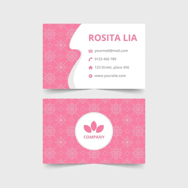 Carte Visite Féminine Avec Motif Batik Doux Rose — Image vectorielle