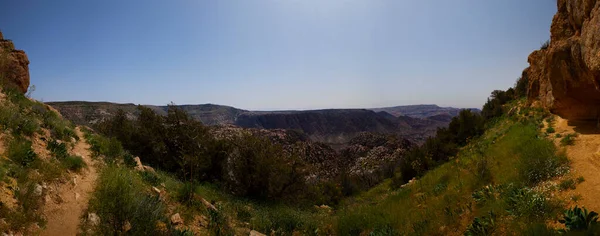 Vista Panorâmica Maior Reserva Natural Jordânia Conhecida Como Reserva Biosfera — Fotografia de Stock