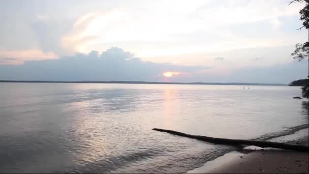 Coucher Soleil Lever Soleil Plage Paysage Mettant Vedette Soleil Rouge — Video