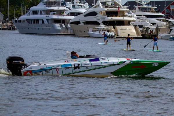 Annapolis 2020 Közelkép Egy Osztályú Tengeri Motorcsónakról Amely Monopolhelyzetben Van — Stock Fotó