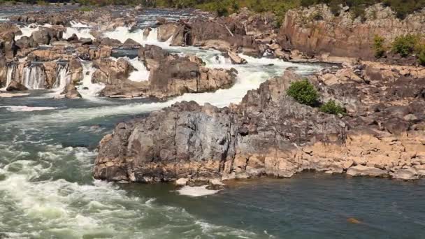 Zamknij Widok Kaskadową Wodę Rejonie Wodospadów Rzeki Potomac Zdjęcie Zostało — Wideo stockowe