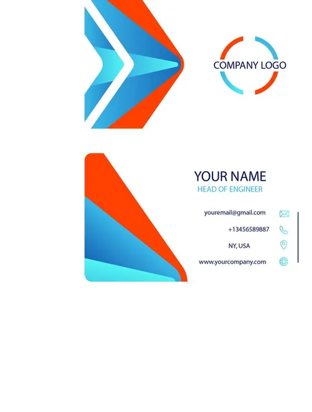 Business Card Orange Blue Abstract Vector Modern Clean Business Card — Stock Vector