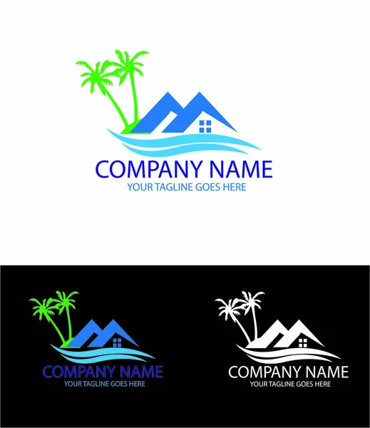 Logo Real Estate Beach Personalizável 100 Rápido Fácil Editar — Vetor de Stock