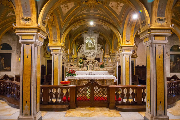 Bari, Italy - 5.05.2018: Interior of Basilica of Saint Nicholas in Bari, Italy