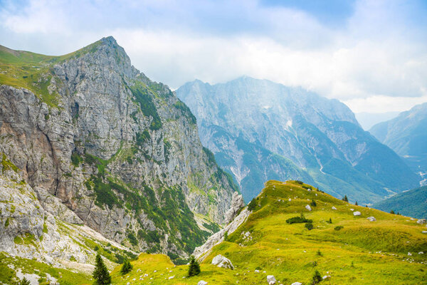 Panoramic view of Alps from Mangart saddle, Slovenia