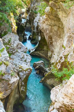 Velika Korita Kanyon Soca nehirdir Soca Valley, Slovenya