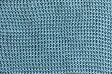 El yapımı mavi örgü yün doku arka plan