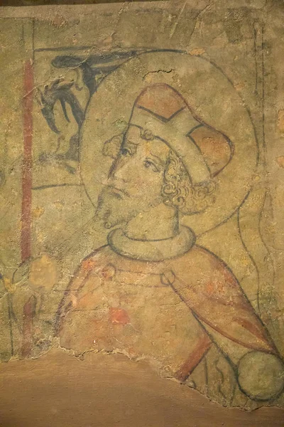 Prague, Czech Republic - 23.09.2018: Old fresco of Saint Wenceslas in Prague, Czech Republic — Stock Photo, Image