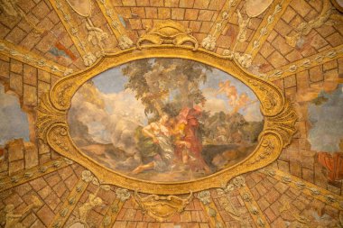 Prague, Çek Cumhuriyeti - 25.08.2018: güzel boyalı ve dekore edilmiş Sala Terrena içinde Vrtba Bahçe veya Vrtbovska zahrada, Prague, Çek Cumhuriyeti