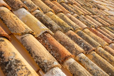 Eski şehir Dubrovnik, Hırvatistan eski kırmızı kiremit, yakın çekim