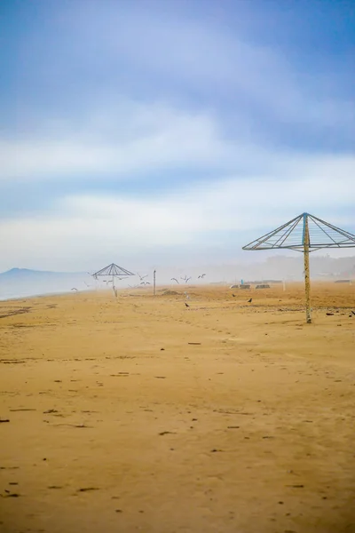 Sandy beaches of Rimini in winter, Italy — Stock Photo, Image