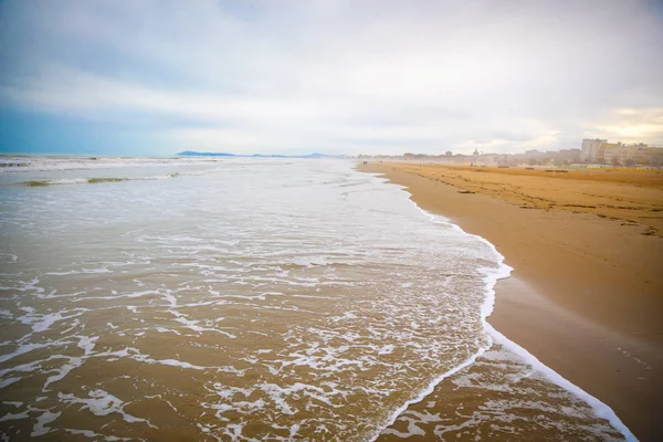 겨울, 이탈리아 리미니의 모래 해변 — 스톡 사진